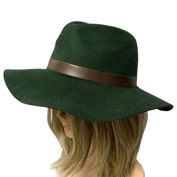 Wyeth Rancher Hat Hunter Green 100 % Wool Womens Fedora Felt One Size - Picture 3 of 13